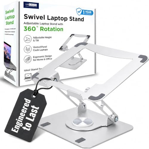 Uncaged Ergonomics Swivel Laptop Stand for Desk, 360 Riser, Graphite Gray