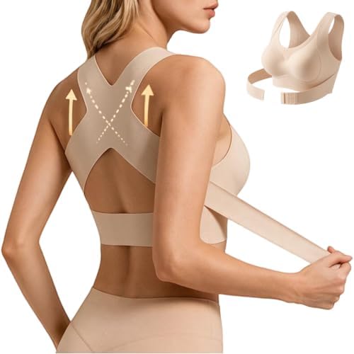 Posture Corrector Bras for Women Wireless Wide Strap Back Support Bra