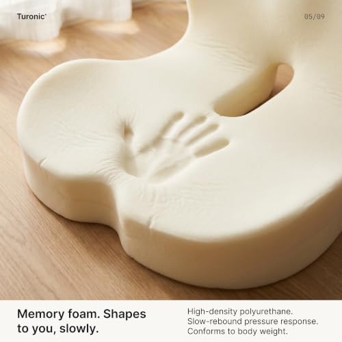 Turonic SC1 Ergonomic Memory Foam Seat Cushion – Non-Slip Office Chair Pad