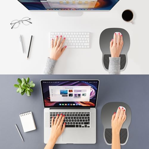 ITNRSIIET Ergonomic Mouse Pad Wrist Support with Memory Foam Massage Bulge & Non-Slip PU Base, Carpal Tunnel Pain Relief, Prevent Wrist Sweating, 12 x 8 x 1.2 inch, Gray