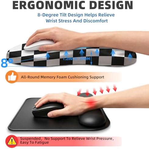 Ergonomic Mouse Pad with Wrist Rest, Memory Foam Wrist Support,Massage Bump