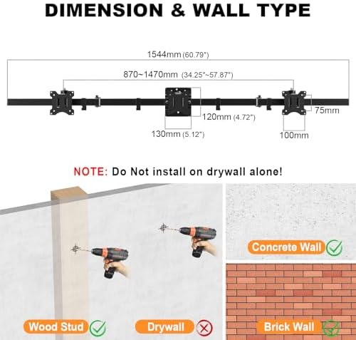 Triple Monitor Wall Mount for 17-32" Screens