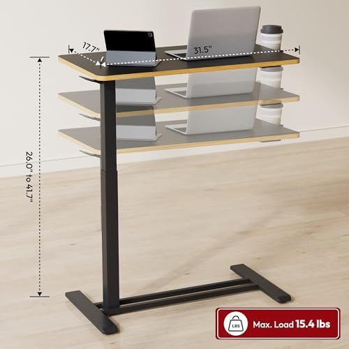 SANODESK 32'' Mobile Standing Desk with Hidden Wheels,Pneumatic Laptop Desk