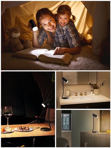 PESUTEN Cordless Table Lamps, Battery Operated Portable Table Light with Magnetic Adjustable Angle Head, 5000mAh Rechargeable Lamp with CCT Dimming for Patio Party Restaurant Dining Home 1 Pack