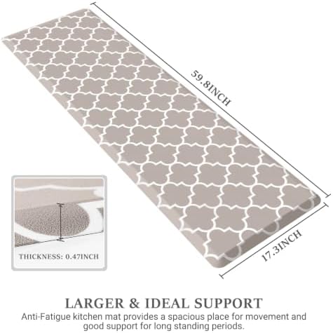 WISELIFE Kitchen Runner Rugs Anti-Fatigue Mats, 17.3"x 60", Khaki