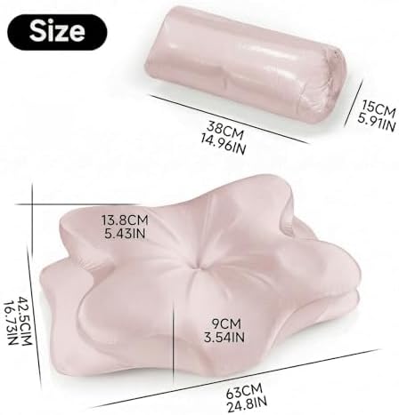 Cervical Neck Pillow for for Neck Support,Ergonomic Memory Foam Contour Pillow with Wrinkle-Resistant Silky Satin Fabric Cover,Orthopedic Bed Pillow for Side,Back,Stomach Sleepers,Pink