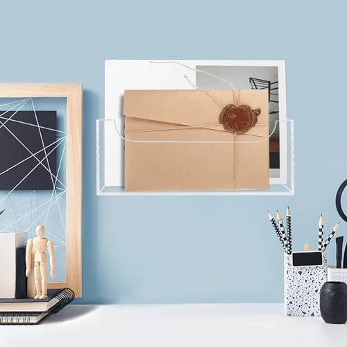 Acrylic Mail Holder Organizer Box for Desk Countertop Wall Mount Clear