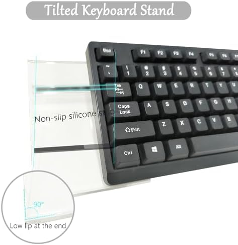 Gel Wrist Rest for Keyboard and Mouse Transparent Acrylic Tilted Keyboard Riser for Desktop Ergonomic Computer Keyboard Stand Holder for Desk Silicone Mouse Wrist Pad Support 60% 68% 75% White