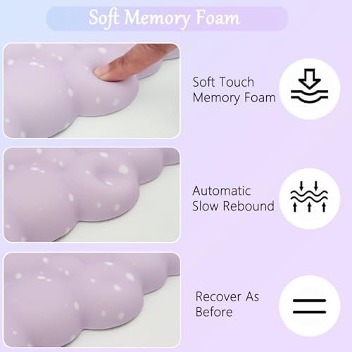Cloud Mouse Pad Keyboard Wrist Rest for Mouse 4PCS Mini Small Starry Sky Galaxy Desk Mat Pad Set Memory Foam Non-Slip Cute Ergonomic Gaming Mouse Wrist Support for Computer Home Office Purple Blue