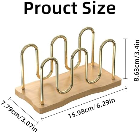Mail Holder Organizer Countertop, Metal Letter Holder Sorter (Bamboo)