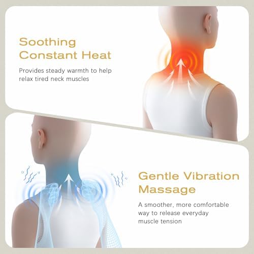 3-in-1 Neck Massager Pillow for Pain Relief, Neck Massager with Heat and Cervical Traction, Deep Tissue Massage Pillow for Shoulder & Back Comfort, Ergonomic Design for Men and Women (Deep Gray)