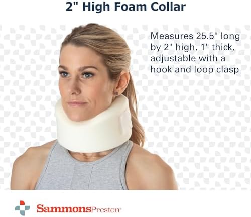 Sammons Preston Universal Contour Cervical Brace,Adjustable Hook and Loop Closure,For Neck Strain,Injury,or Post-Op Surgery,Relieves Neck Pain and Spine Pressure,Cream Color,2” High,(Pack of 2)