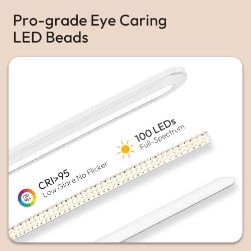 LED Desk Lamp for Home Office,Eye-Caring 9W Touch Desk Light, White