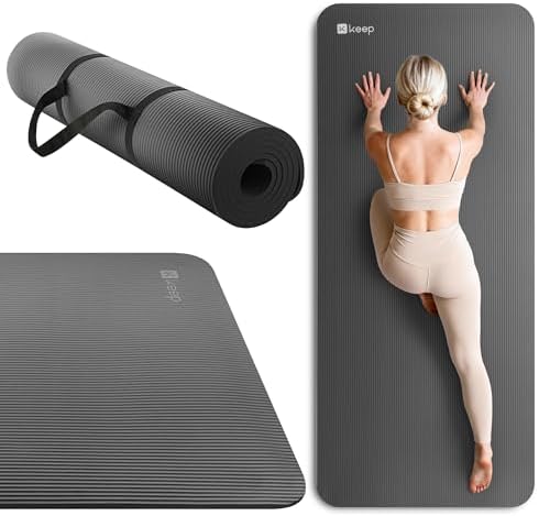 KEEP Extra Thick NBR Yoga Mat for Women & Men, 10mm Thick, 72”x32” Large Exercise Mat with Non-Slip Workout Mat for Yoga, Pilates, Stretching, Meditation – Wide & Cushioned Fitness Mat
