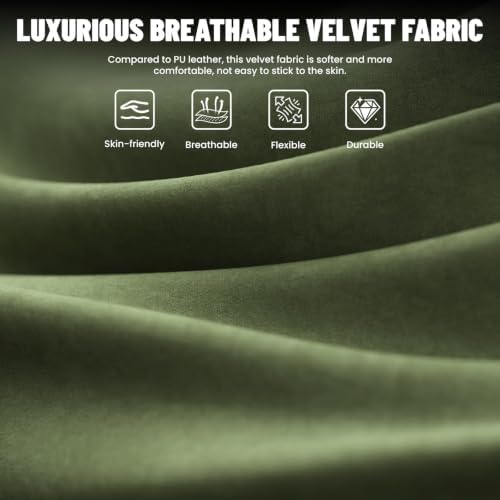 Ferghana Ergonomic Velvet Gaming Chair with Massage, Footrest & Reclining High Back, Racing Style Computer Desk Chair for Adults, Home Office Use, Green