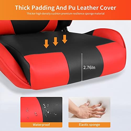 Gaming Chair Office Chair Desk Chair with Lumbar Support Headrest Armrest Task Rolling Swivel Ergonomic E-Sports Adjustable PC Gamer Chair (Red)