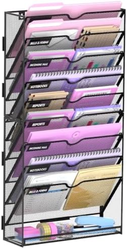 SUPEASY 10-Tier Wall File Organizer with Base, Wall Mounted File Holder