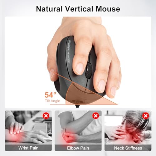 SANWA Left Hand Ergonomic Mouse, Wired Lefty Mouse for Small & Medium Hands
