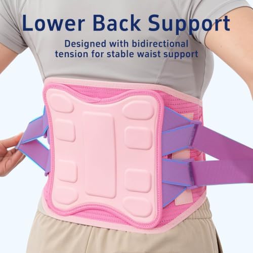 Back Brace for Men and Women Lower Back Support Belt Lumbar Pink XL