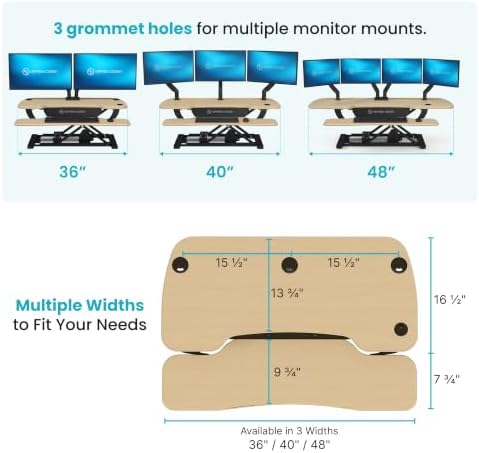VERSADESK PowerPro 36 Inch Electric Standing Desk Converter – Push-Button Height Adjustable Sit to Stand Desk Riser for Dual Monitors & Laptop – Motorized Desktop Workstation with Wide Keyboard Tray