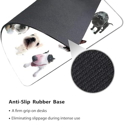 9.5x7.9 Inch Office/Gaming Mouse Pad, Lovely Puppies Collection Adorable Dog Breeds Pattern, Cute Anti-Slip Mat for Desk Decor