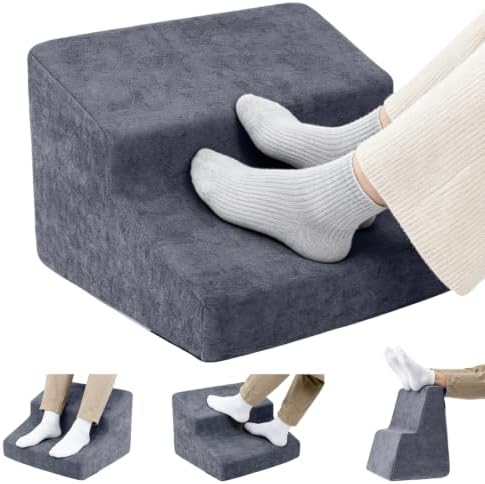 Foot Rest for Under Desk at Work,Ergonomic 2-Height Sponge Foot Stool for Office, Home, Sofa & Gaming Chair, Desk Accessories Footrest Cushion to Support Legs, Relax Ankles & Relieve Pain(B-Dark gray)