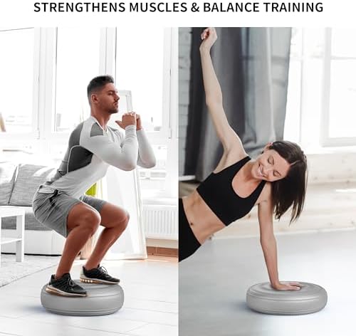 Inflated Wobble Cushion,Dyna Disc,Circular Non-slip Texture for Comfortable Sitting,Wiggle Seat to Improve Posture, Fitness, Stability for Sensory Adults,Balance Seat with Pump for Core Strength