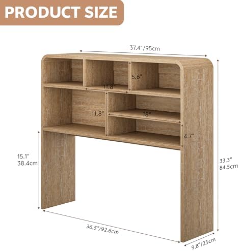 5-Tier Desk Shelf, 37.4''W Desktop Bookshelf for Computer Monitor