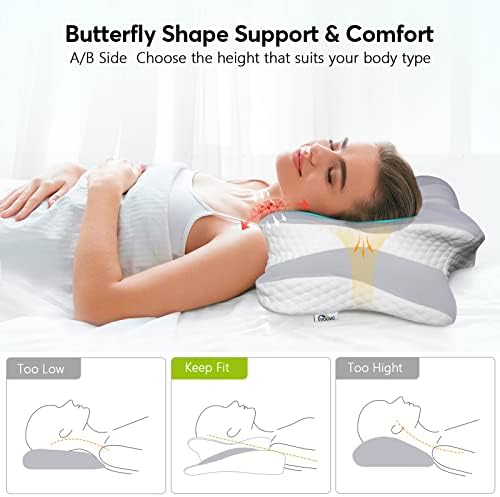 Cervical Contour Pillow for Neck, Shoulder and Back Pain Relief - Orthopedic Memory Foam Support for Side Sleepers