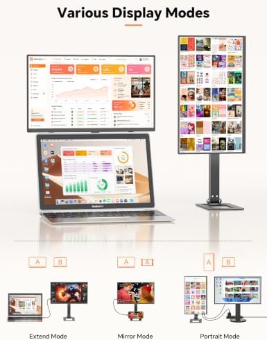 HotYeah Travel Portable Monitor with Stand, w/Magnetic Stand & Speaker