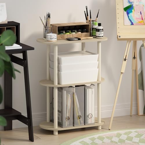 Furinno Turn-N-Tube Toolless 3-Tier Oval Display Shelf, Bauhaus Oak