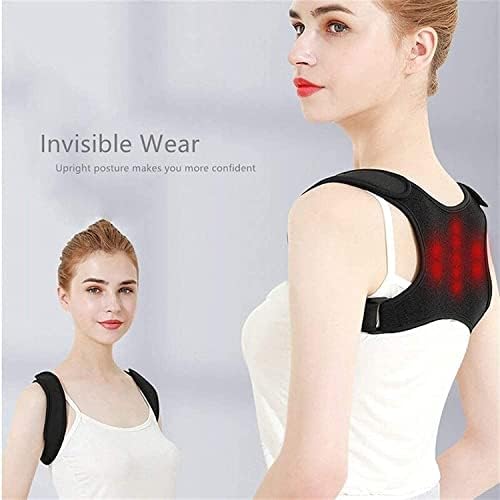 Posture Corrector Upper Adjustable Back Kyphosis Correction Belt Men Women Magnet Self-Heating Clavicle Support Back Straight Shoulders Brace Strap Back Posture (Color : Black, Size : Large)
