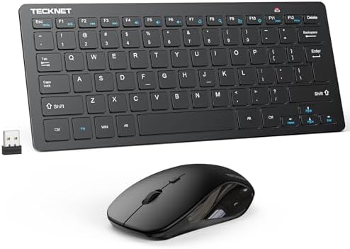 TECKNET Wireless Keyboard and Mouse Combo, 2.4G Mini Cordless Computer Keyboard and Mouse Set, Silent Adjustable 1600 DPI, Quiet Click, Lag-Free for Computer, Laptop, PC, Windows, Mac, Chrome OS