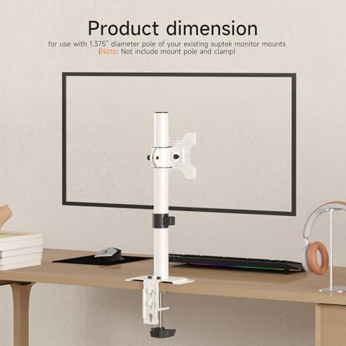 suptek Single Head and Plate Vesa Pole Mount Bracket for Suptek Monitor Mount,White(MD6TBW-2)