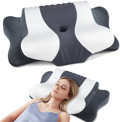 DONAMA Cervical Neck Pillow for Pain Relief, Cervical Pillow with Memory Foam Ergonomic Pillows with Dual Heights for Back, Stomach and Side Sleepers Kids' Floor Pillows Cushions