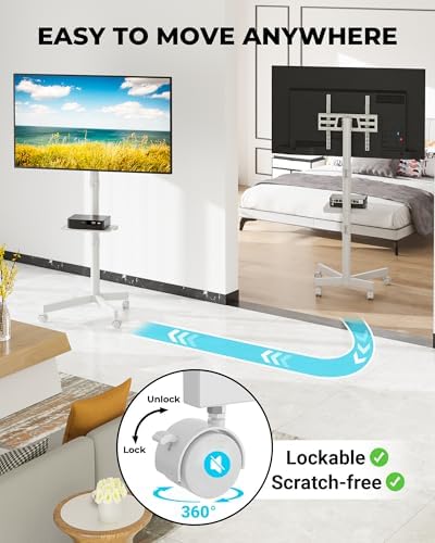 BONTEC Rolling TV Stand with Tilt,Mobile TV Stand Wheels for 23–65 Inch TVs