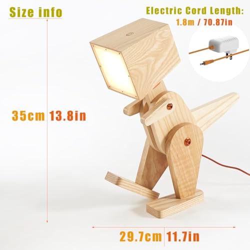 Novelty Cute Wood Dinosaur Table Lamp Reading Room, Ash Yellow