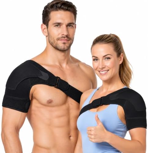 Shoulder Brace 1 Pack, Pain Relief Rotator Cuff & AC Joint Support, Adjustable Compression Sleeve for Men & Women, Fits Left and Right Arm