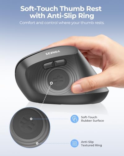 seenda Ergonomic Wireless Mouse, 52° Vertical Bluetooth Mouse, Black