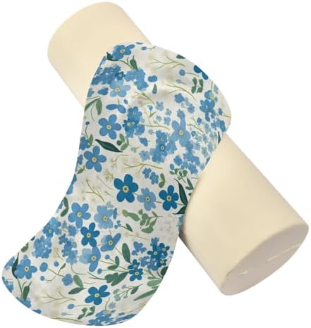 Small Flower Blue and Green Decorative Orthopedic Neck Roll Pillow Roller Pillow for Back Back Cylinder Foam Round Bolster Cover with Zipper soporte para el Cuello