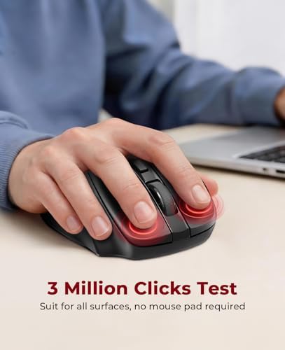 Redragon Wireless Mouse BT5.0/3.0 & 2.4G, 6 Buttons, 5 Level 4000DPI Bluetooth Mouse, 18 Months Battery, Portable Optical Computer Mice for Laptop, PC, Chromebook, Windows, Mac-Black