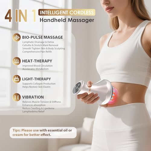Lymphatic Drainage Massager, Anti Cellulite Massage Tool For Belly & Thigh Stretch Marks & Cellulite Reduction, Handheld Massage tools for Sciatica Nerve, shoulder, Hip, Muscle, Low Back Pain Relief