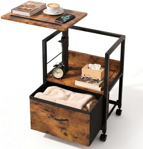 Faesun Night Stand with Swivel Top, Brown