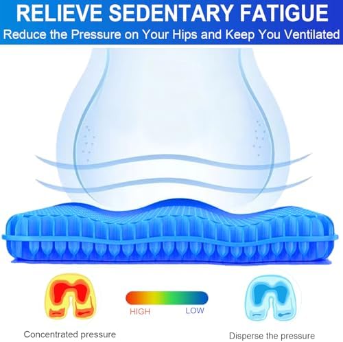Gel Seat Cushion for Long Sitting Pressure Relief(Super Large & Thick) - Gel Cushions for Office Chairs - Tailbone Pain Relief Cushion, Sciatica & Back Support, Wheelchair Cushions & Car Seat Cushion