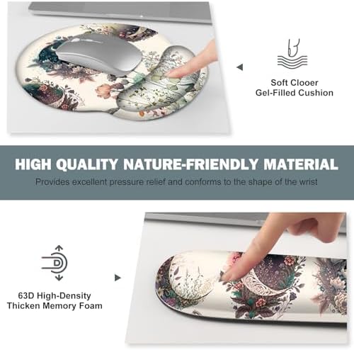 Large Desk Mat, Cute Boho Plants Mouse Pad, Apricot Desk Pad, XXL Mousepad