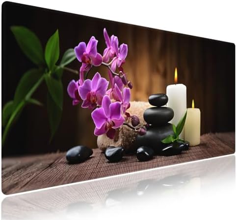Tranquil Zen Spa Large Mouse Pad, Peaceful Scene Still Life Desk Mat
