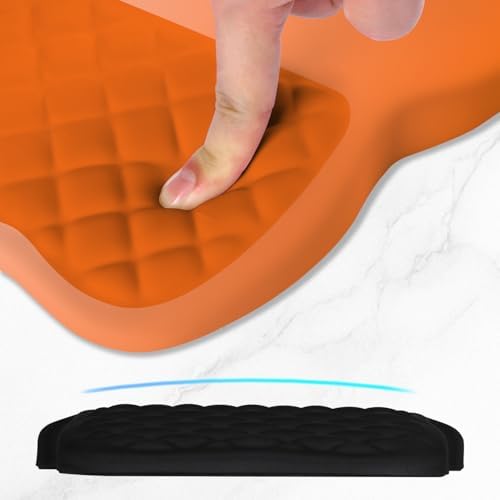 ITNRSIIET Ergonomic Mouse Pad Wrist Support with Memory Foam Massage Bulge & Non-Slip PU Base, Carpal Tunnel Pain Relief, Prevent Wrist Sweating, 12 x 8 x 1.2 inch, Peach