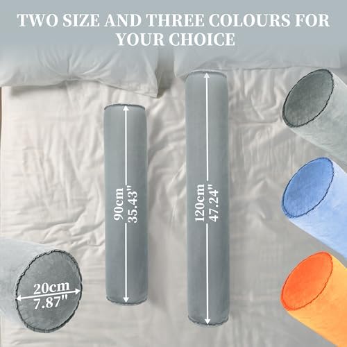 ONTYZZ Inflatable Long Body Pillow, Long Pillow for Bed, Oval Bolster Pillow for Good Sleeping and Back/Neck Support, 2pcs Grey