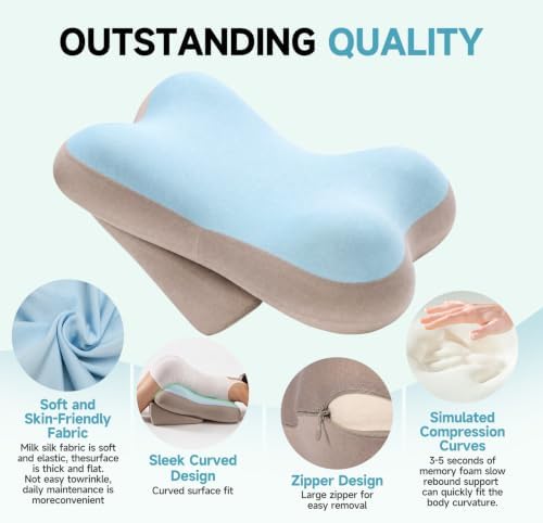 24” Back Pillow with Adjustable Headrest, 2-in-1 Ergonomic Dual-Layer Wedge Backrest for Sitting/Reclining, Lumbar & Neck Support, Bed, Sofa & Floor, Reading, TV, Lounging & Gaming (Blue)
