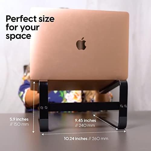 TALK WORKS Ergonomic Laptop Stand for Desk - Universal Compatibility Computer Monitor Riser Stand Pedestal for Desktop w/ Padded Silicone Grip